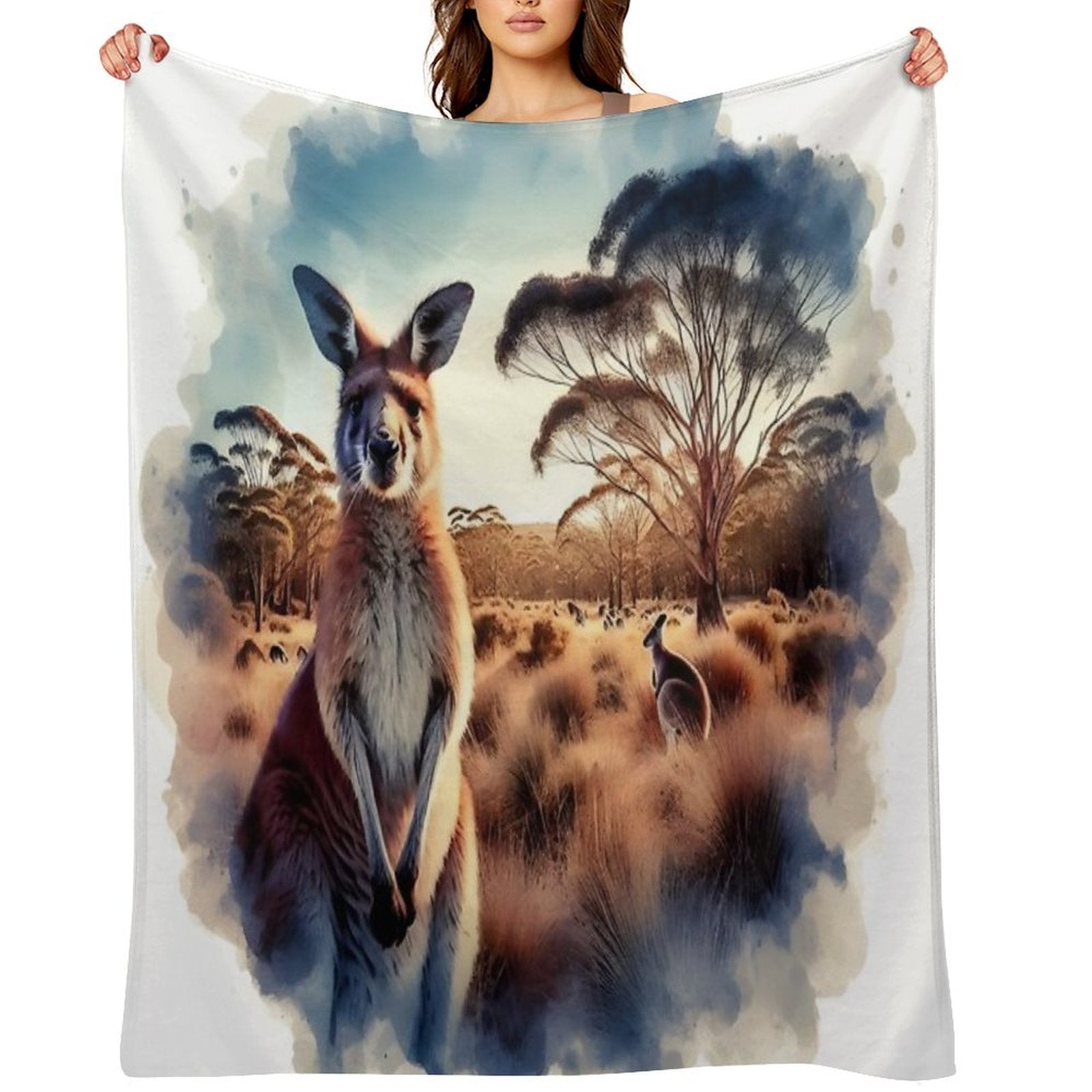Kangaroo Plush Throw Blanket