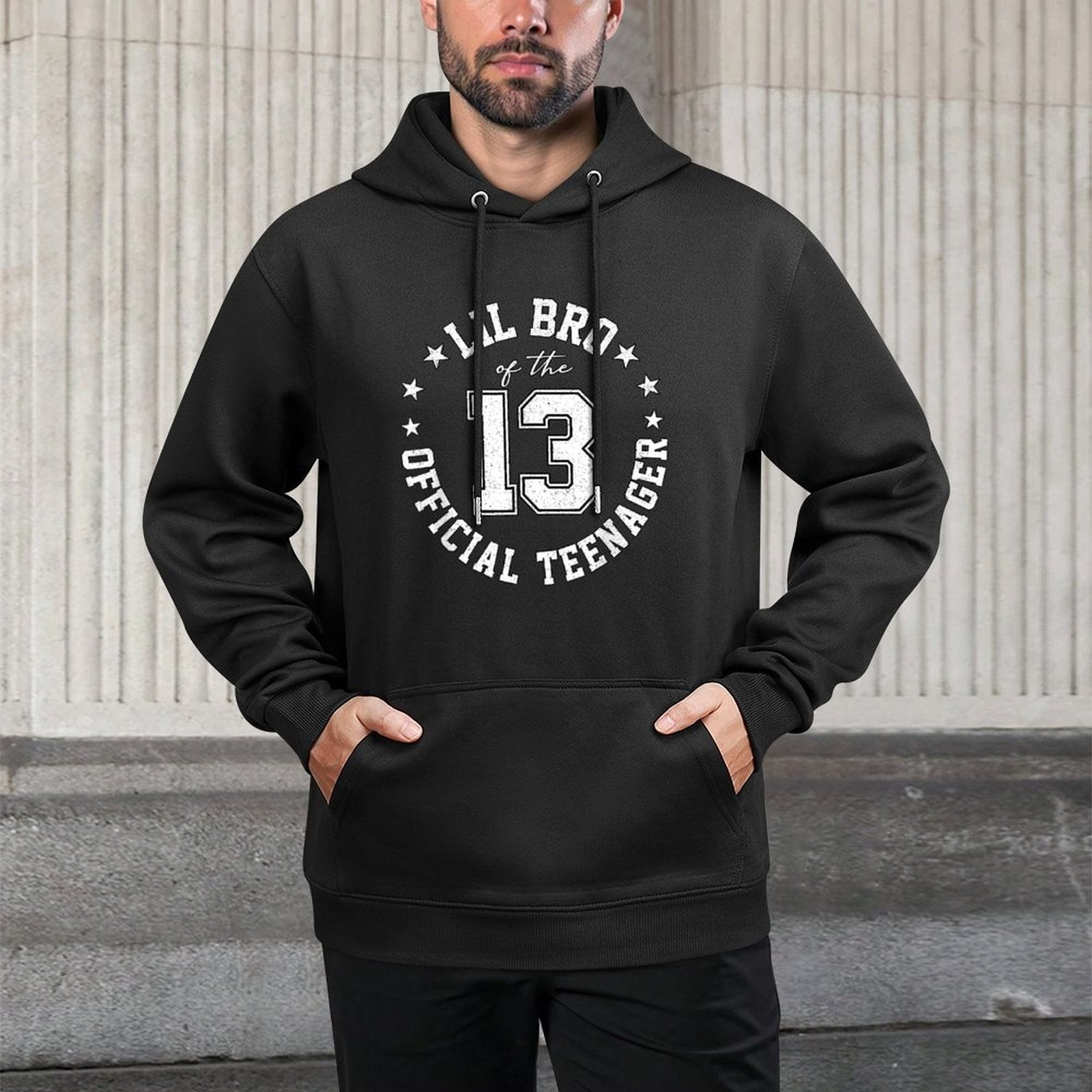 Lil Bro Of The Officialnager 13 Year Old 13th Birthday Medium-Weight Fabric Hoodie