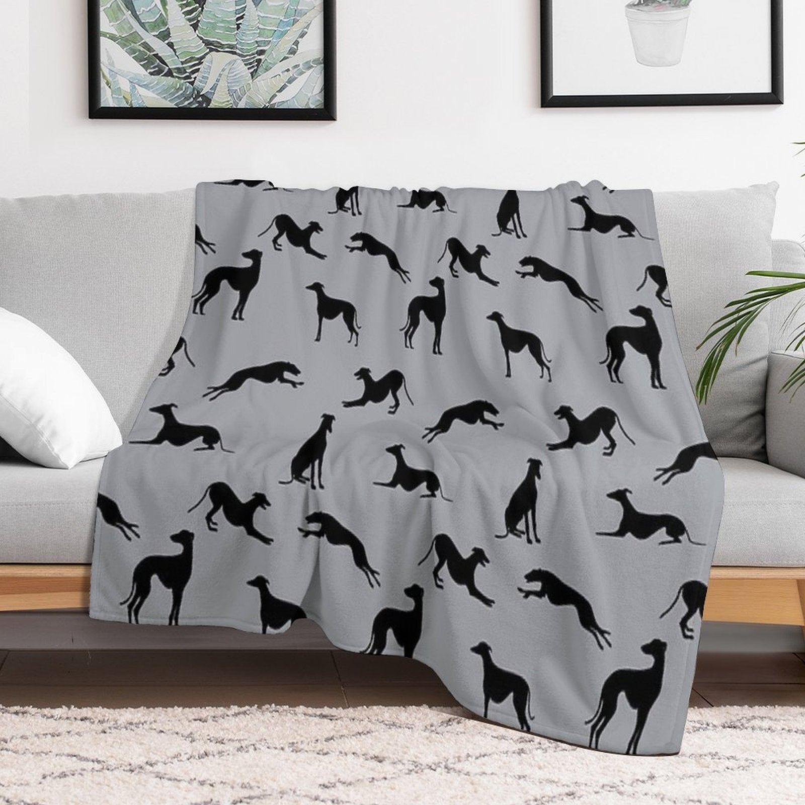 Greyt Greyhound Silhouettes - A3A6AA Eco-conscious Throw Blanket