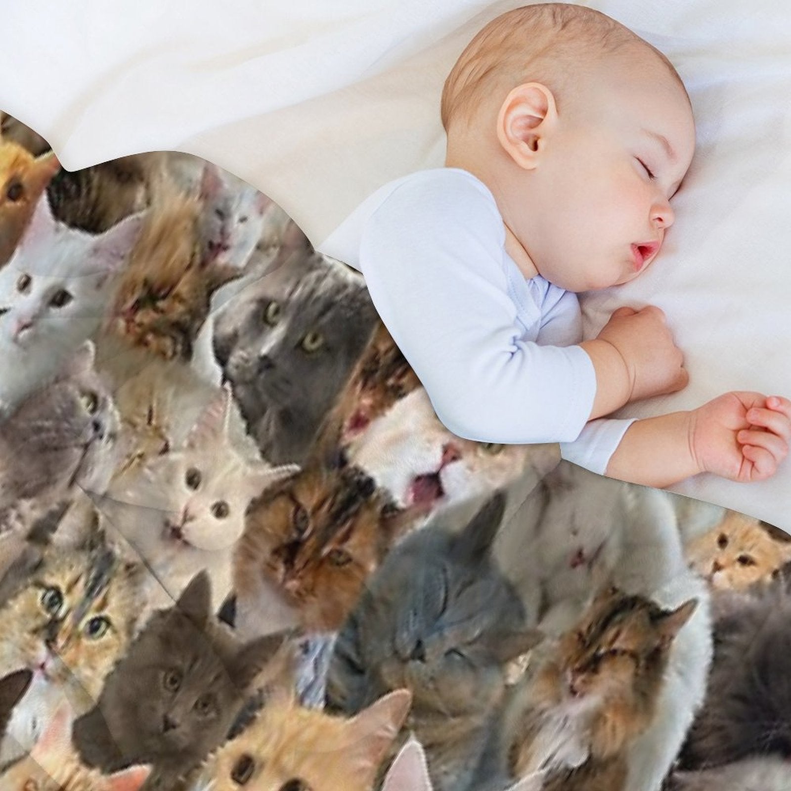 Fluffy Cat Pattern Sustainable Throw Blanket