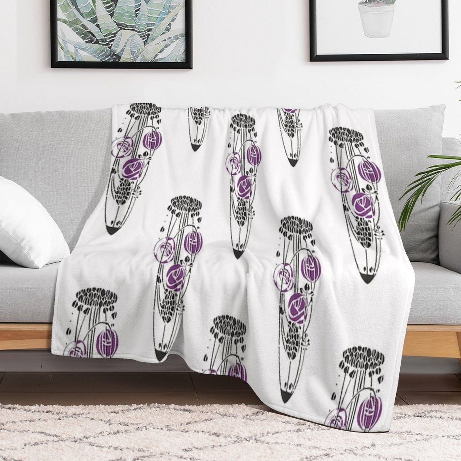 Charles Rennie Mackintosh Roses 4. Gift-ready Throw Blanket