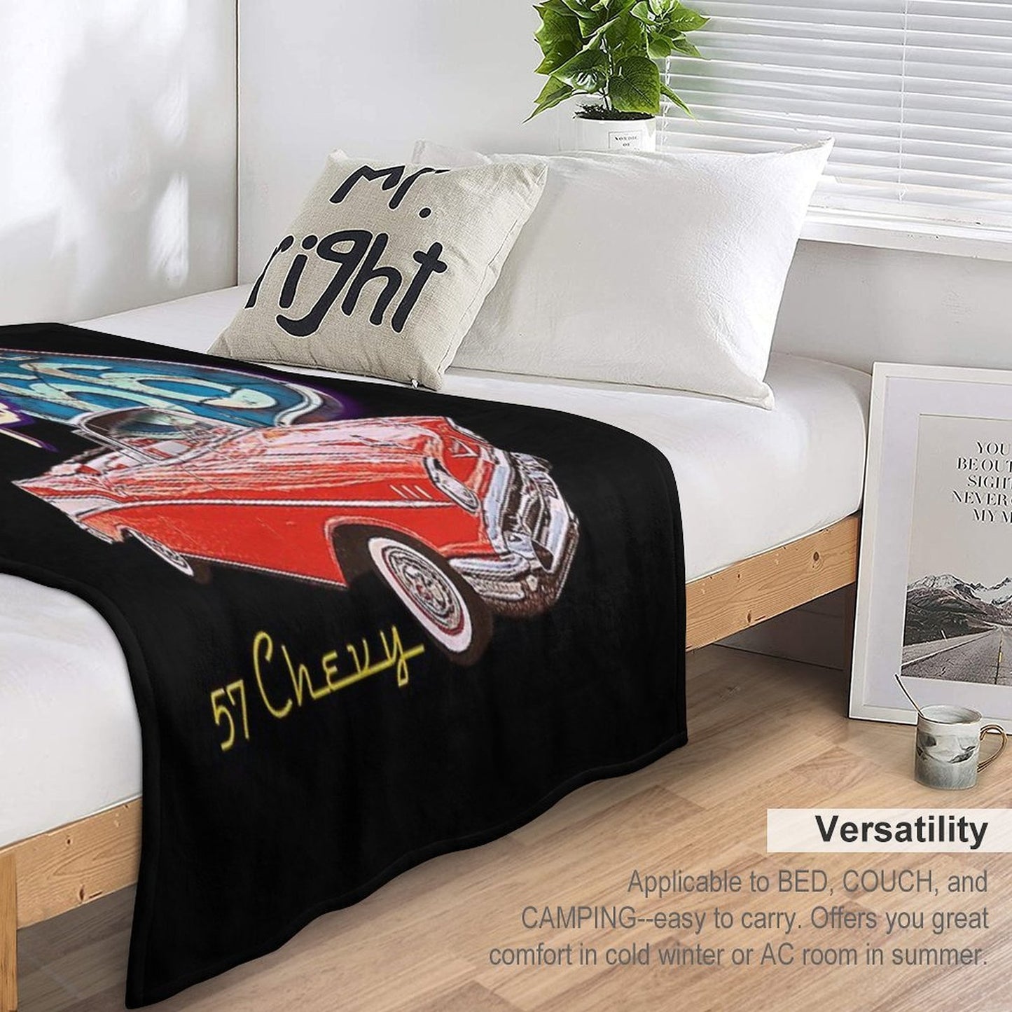 1957 Chevy Bel Air Vintage Retro Classic Car Street Hot Rod Antique Route 66 Design Velvety-soft Throw Blanket