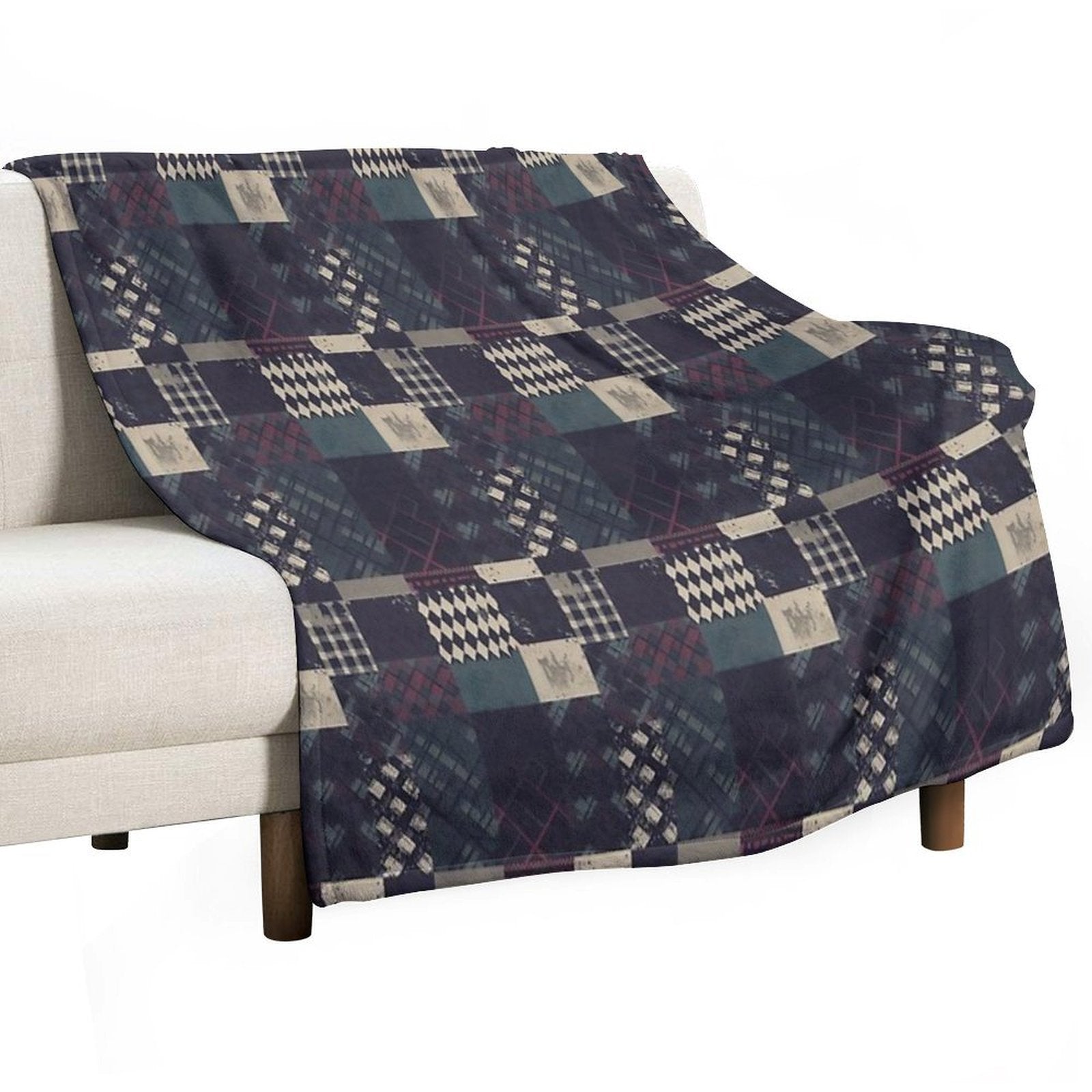 Grunge Tartan Patchwork Multi-functional Throw Blanket