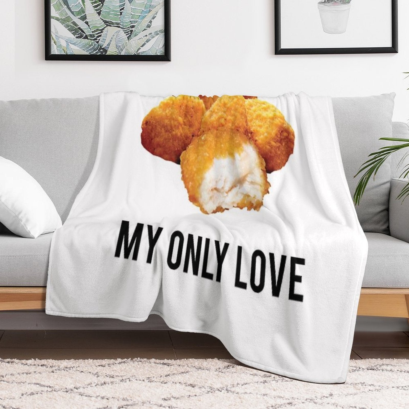 Chicken Nuggets  My Only Love Plush Throw Blanket