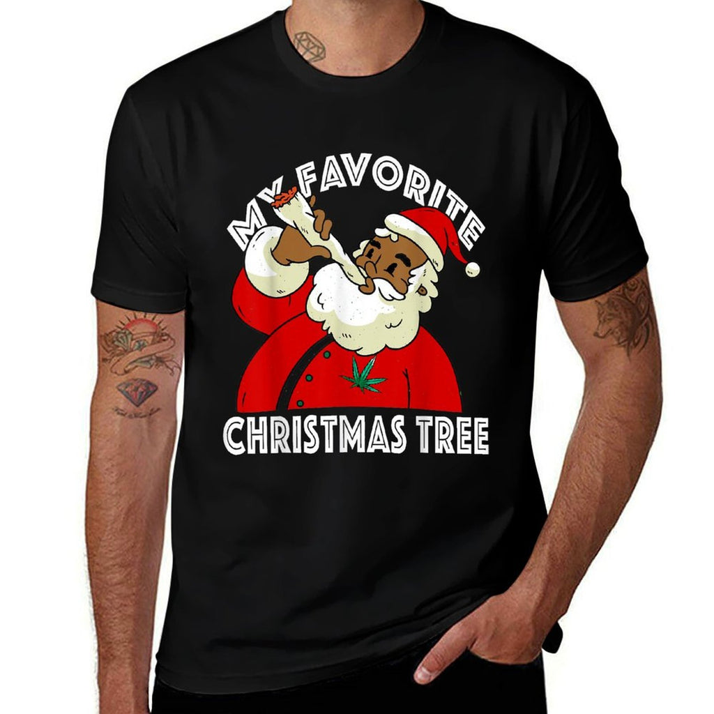 Black African American Santa Claus 420 Christmas Pajamas  Moisture-wicking T-Shirt