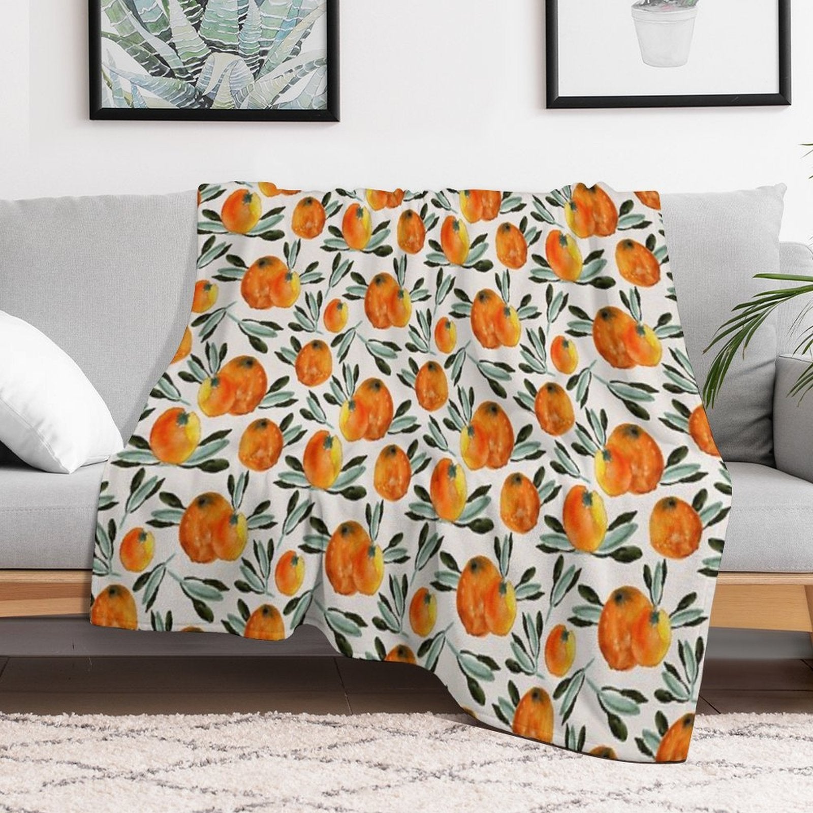 Sunny Orange Plush Throw Blanket