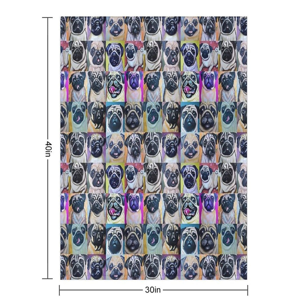 Pugs (Tiled Pattern) Eco-conscious Throw Blanket