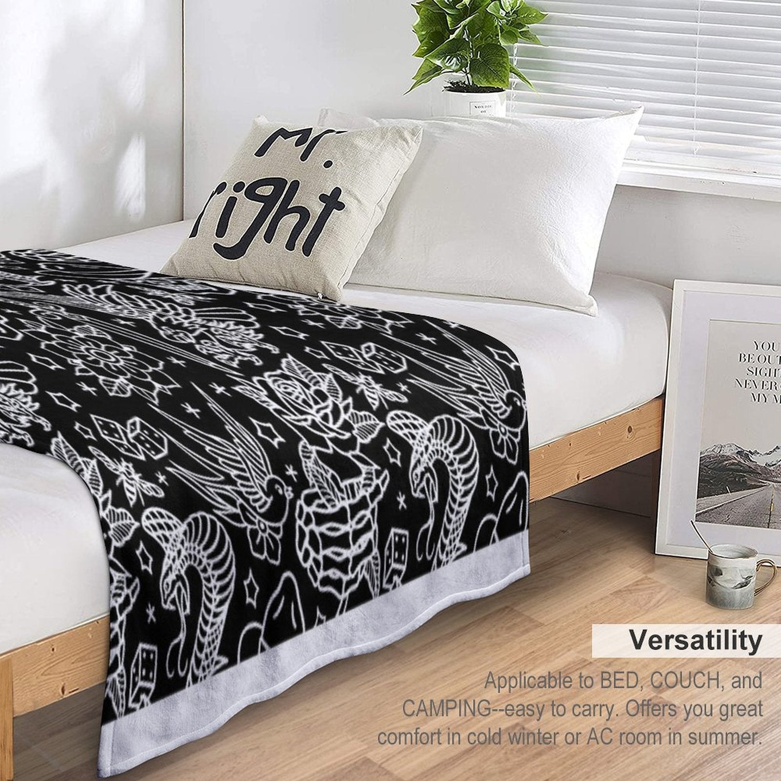 American Traditional Tattoo Flash Print Easy Care Throw Blanket
