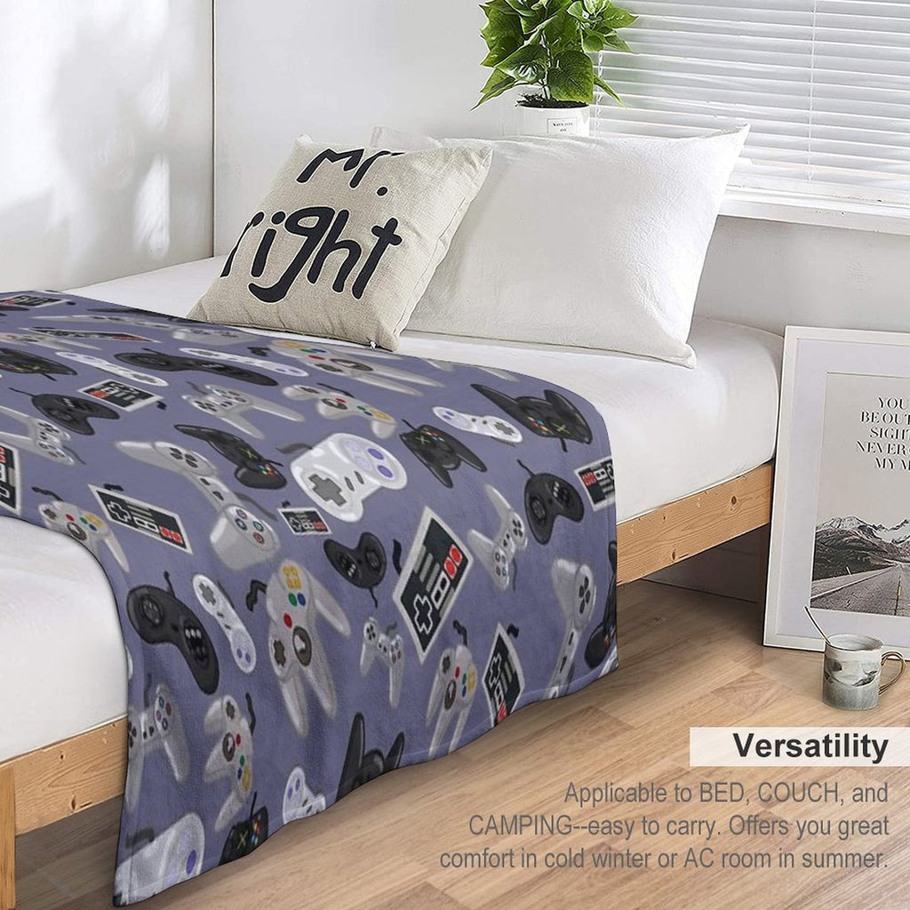 Old School Video Game Controllers - Repeating Pattern Gift-ready Throw Blanket