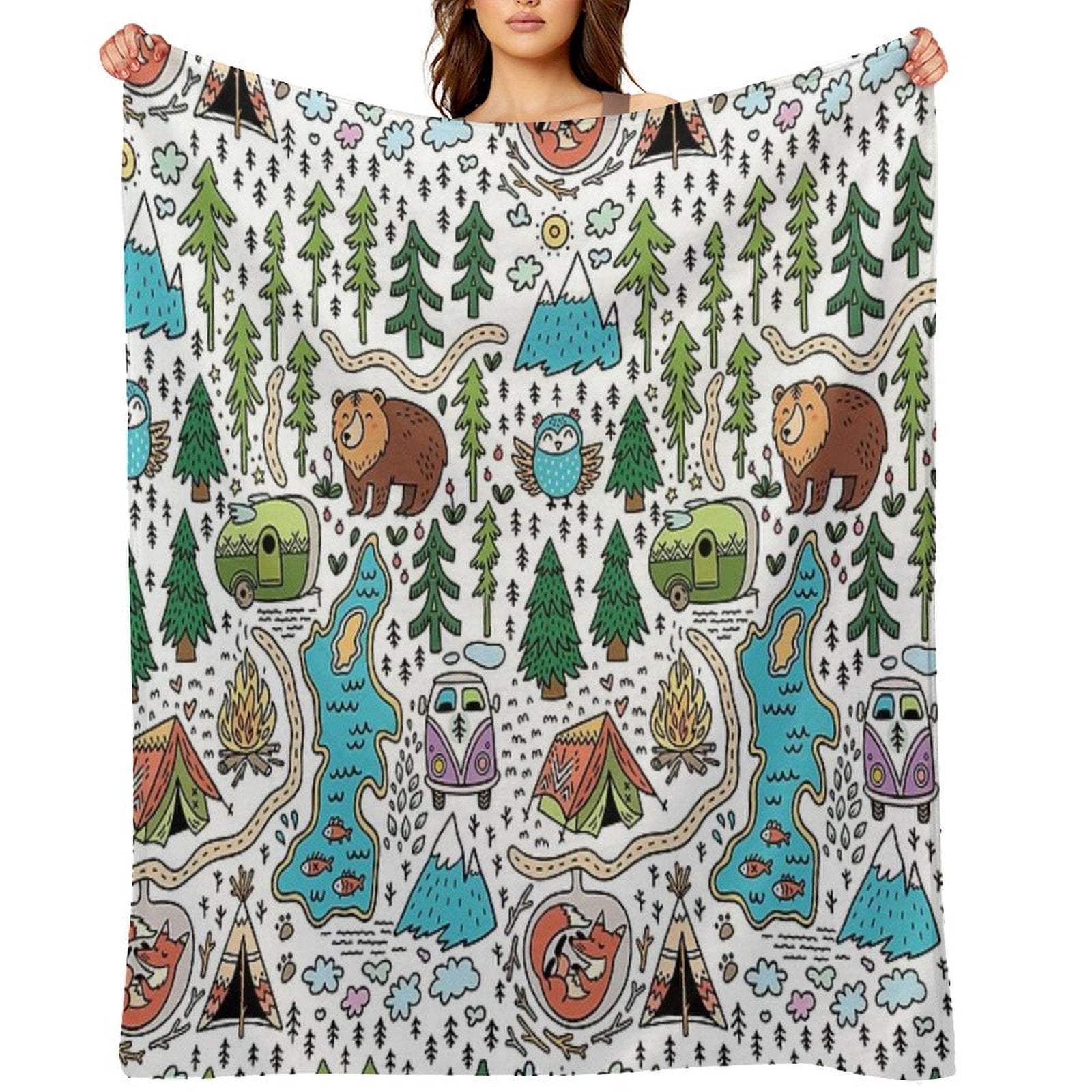 Happy Map Durable Throw Blanket