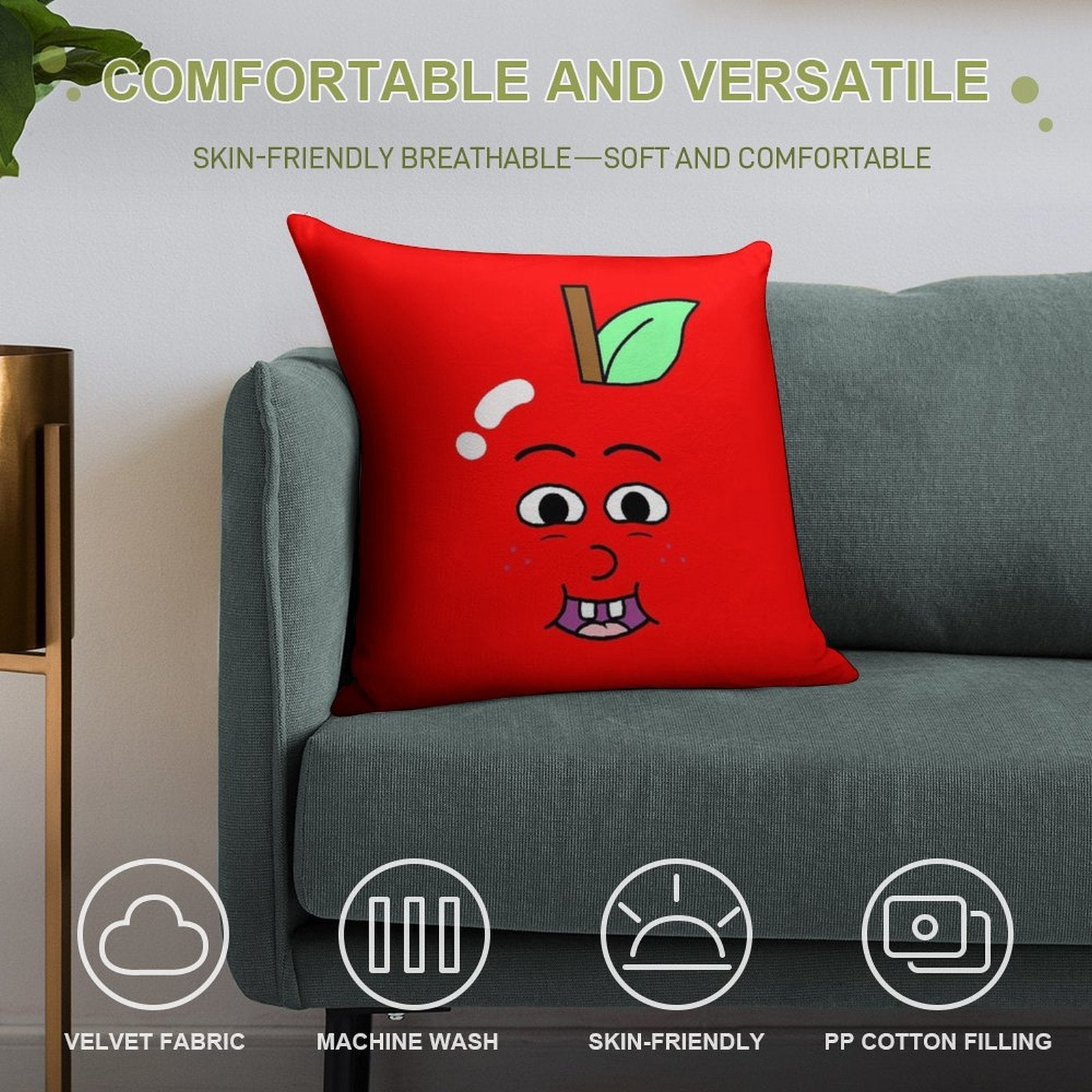 APPLE AND ONION - APPLE Soft Home Decor Throw Pillow