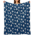 Blue And White Aeroplanes Silhouette Pattern Premium Throw Blanket