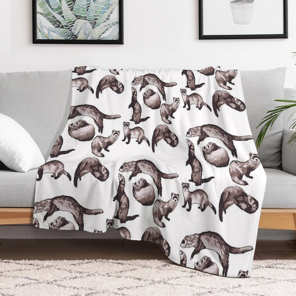 Ferrets Wrinkle-free Throw Blanket