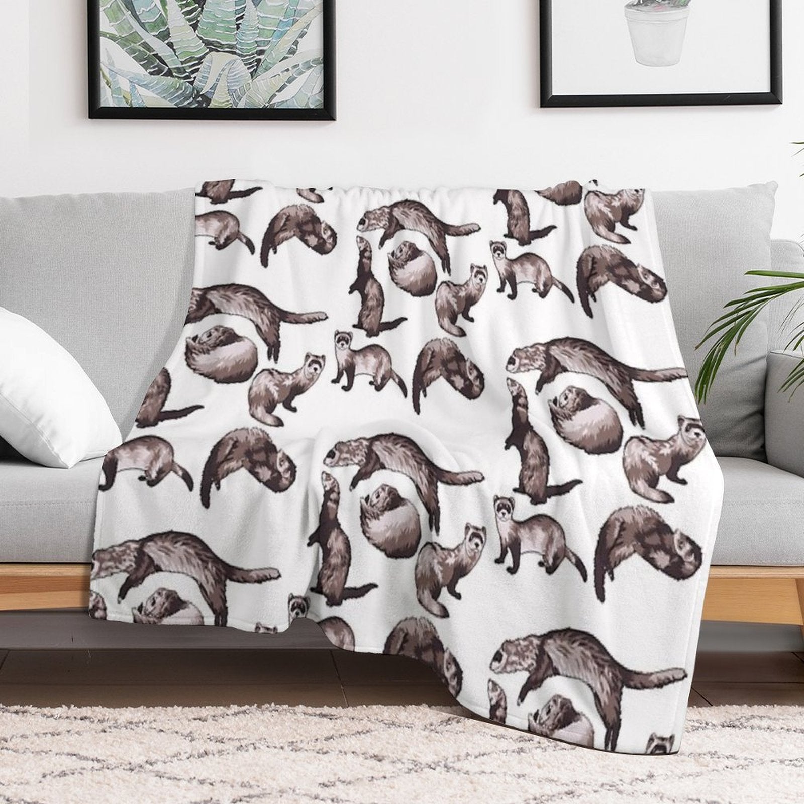 Ferrets Wrinkle-free Throw Blanket