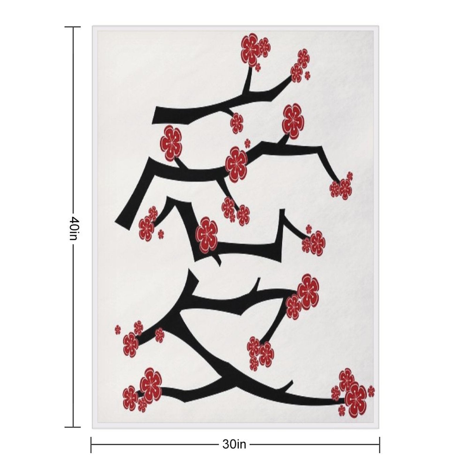 Chinese 'Ai' (Love) Calligraphy With Red Cherry Blossoms On Black Branches  Japanese Sakura Kanji © Fatfatin Anti-pilling Throw Blanket