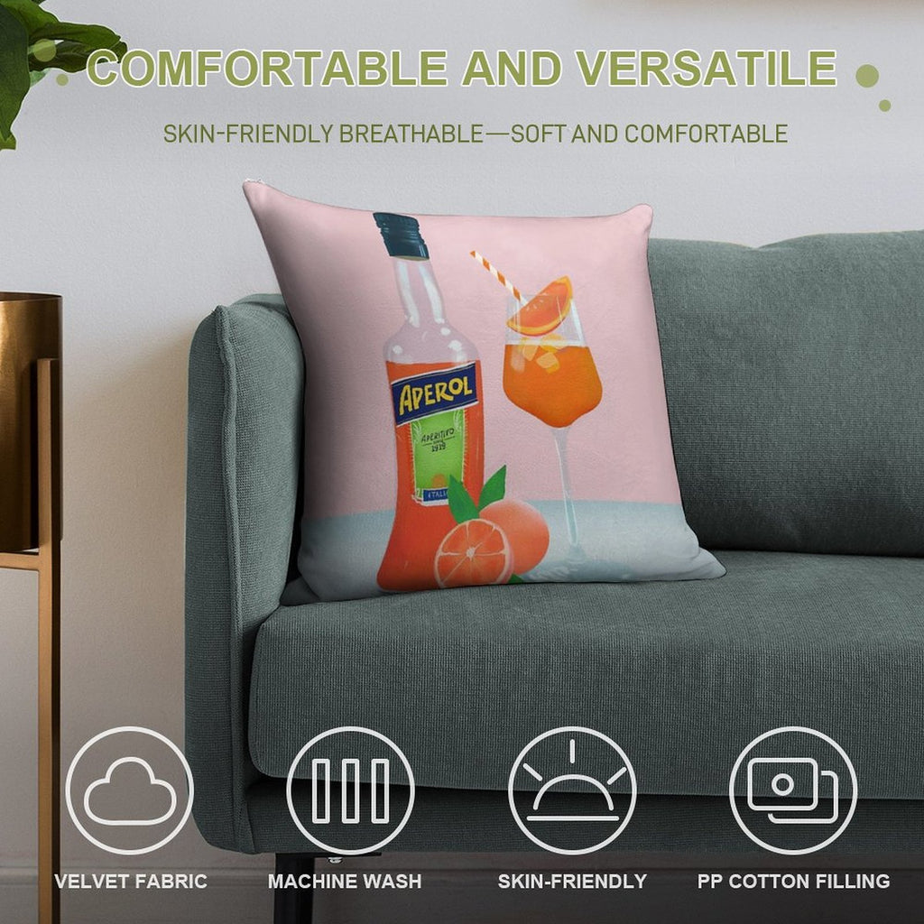 Aperol Spritz Soft Fade-Resistant Throw Pillow