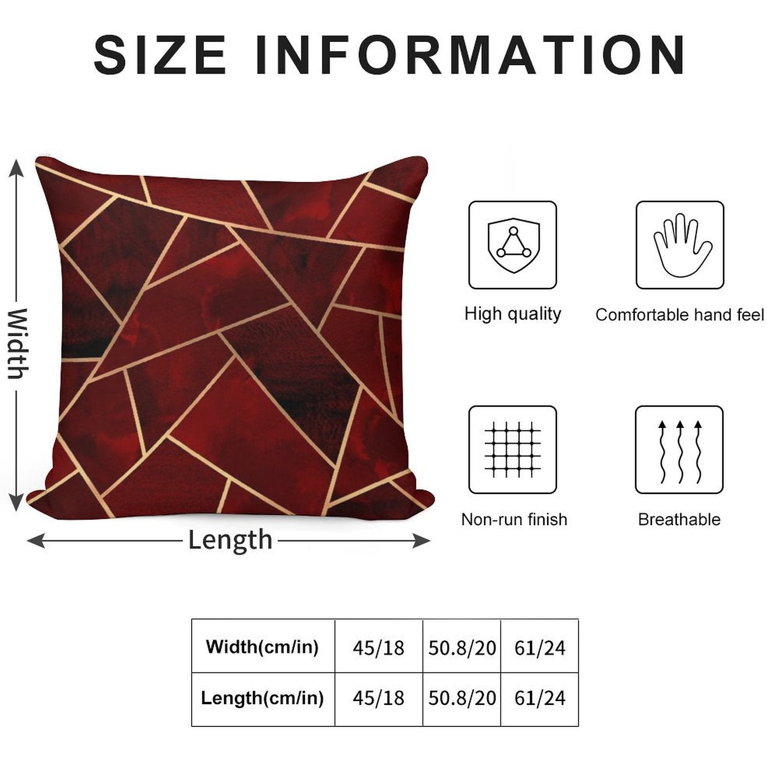 Red & Gold Geo Soft Reinforced Edging Throw Pillow