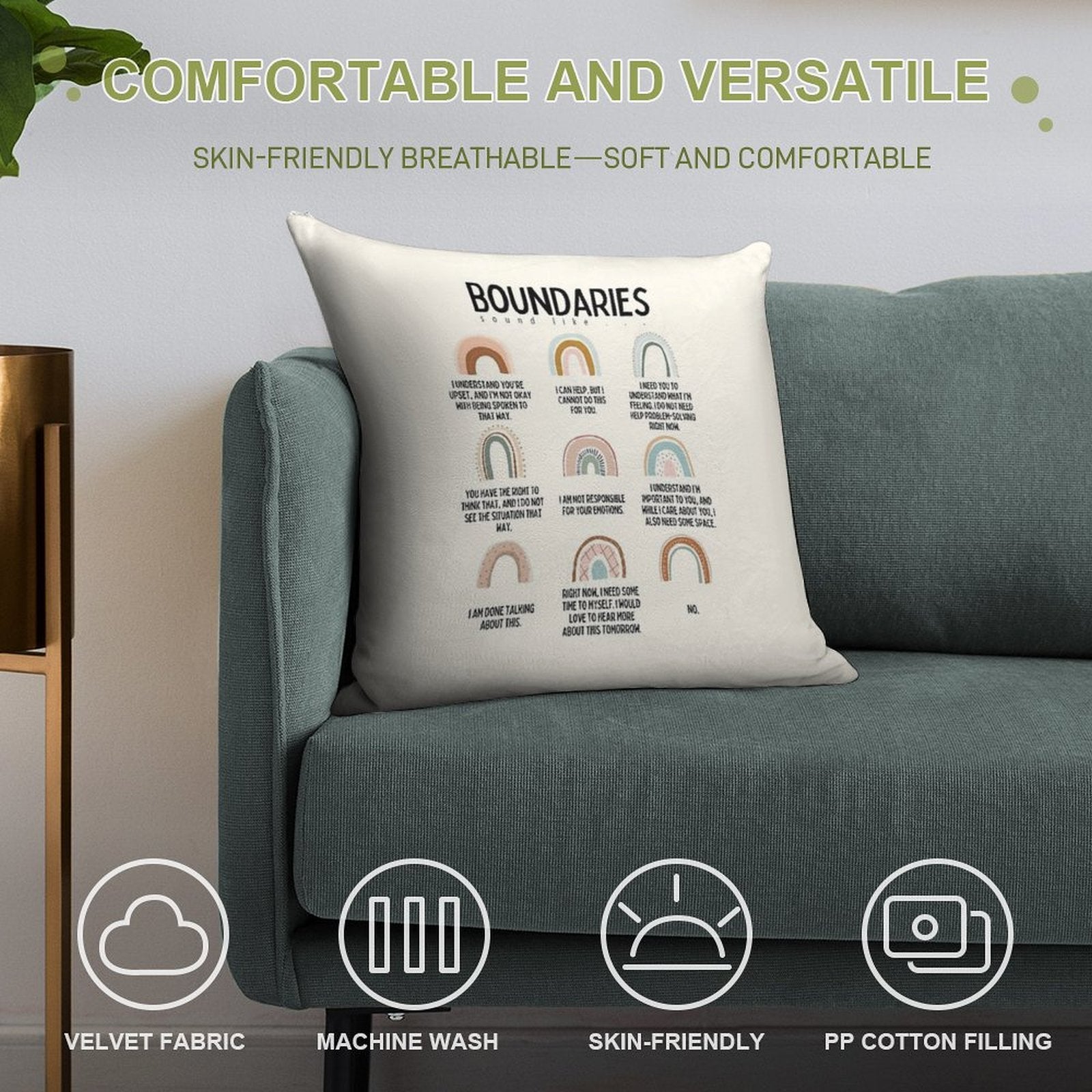 Boundaries Mental Health Reminder for Counselors Soft High-Density Material Throw Pillow