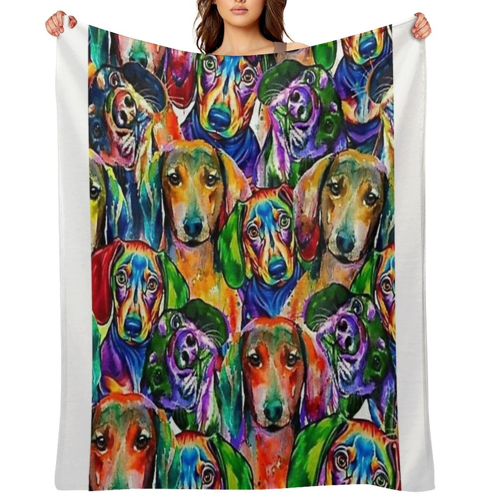 Dachshund Dog Collage Wrinkle-free Throw Blanket