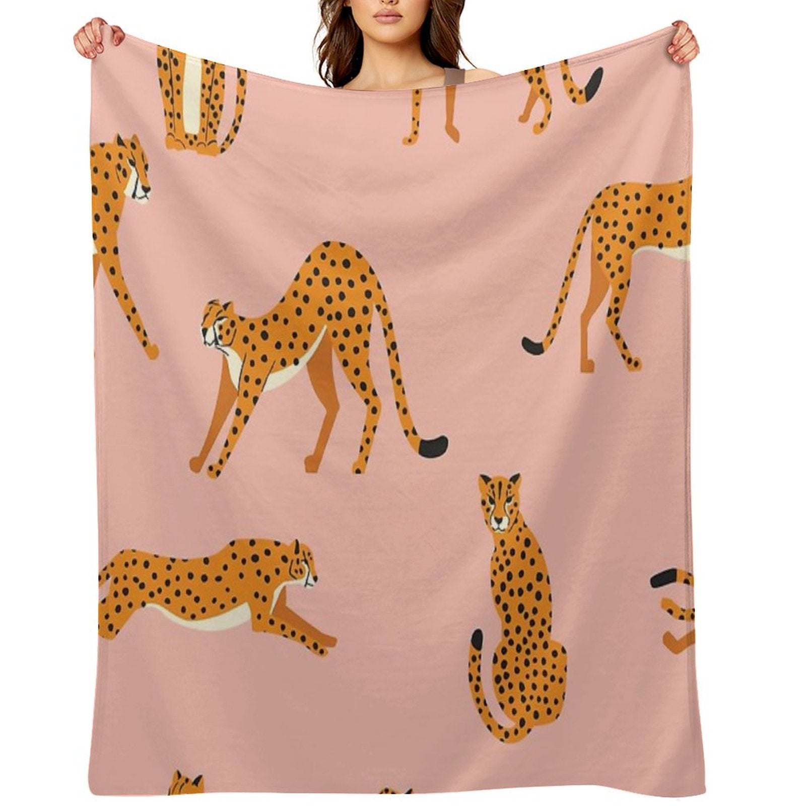 Cheetahs Pattern on Pink Gift-ready Throw Blanket