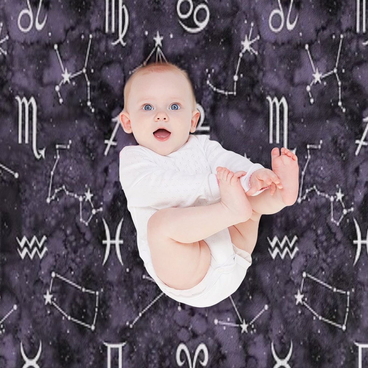 Zodiac Sky in Black Quick-dry Throw Blanket