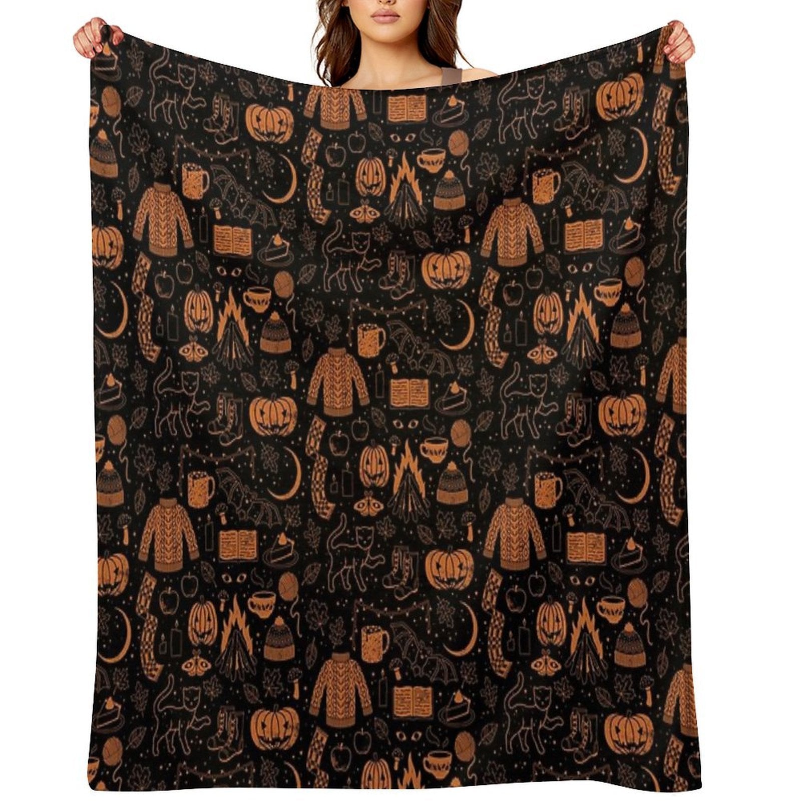 Autumn Nights Halloween Lightweight Throw Blanket