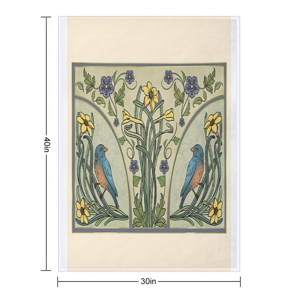 Bluebirds And Spring Blossoms Inspired By Art Nouveau Comfort Throw Blanket