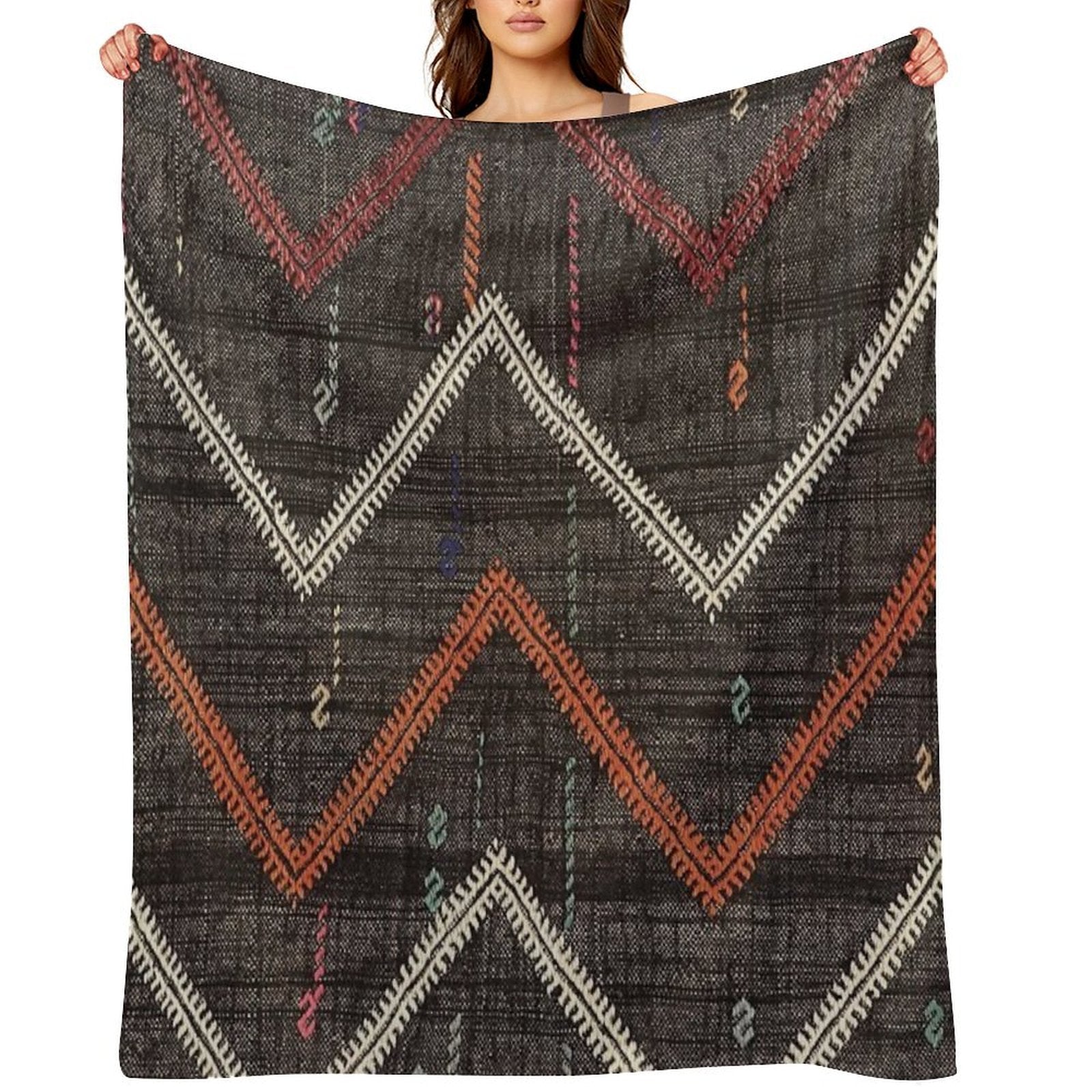 Old Kilim Fragment Shrink-resistant Throw Blanket