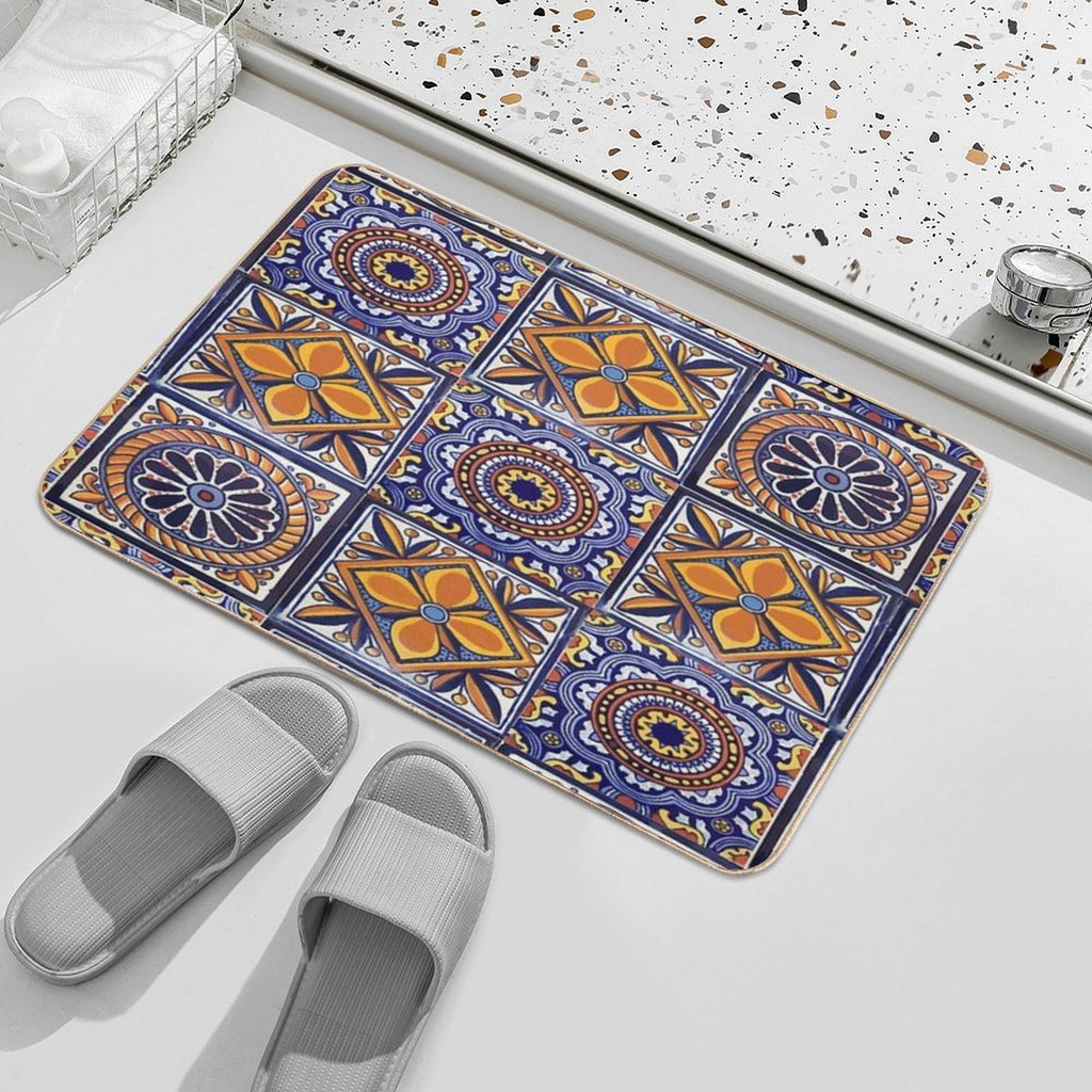 Mix Yellow Mexican Folk Art Authentic Talavera Tile Hand Painted Interior Decoration  Versatile Bath Mat