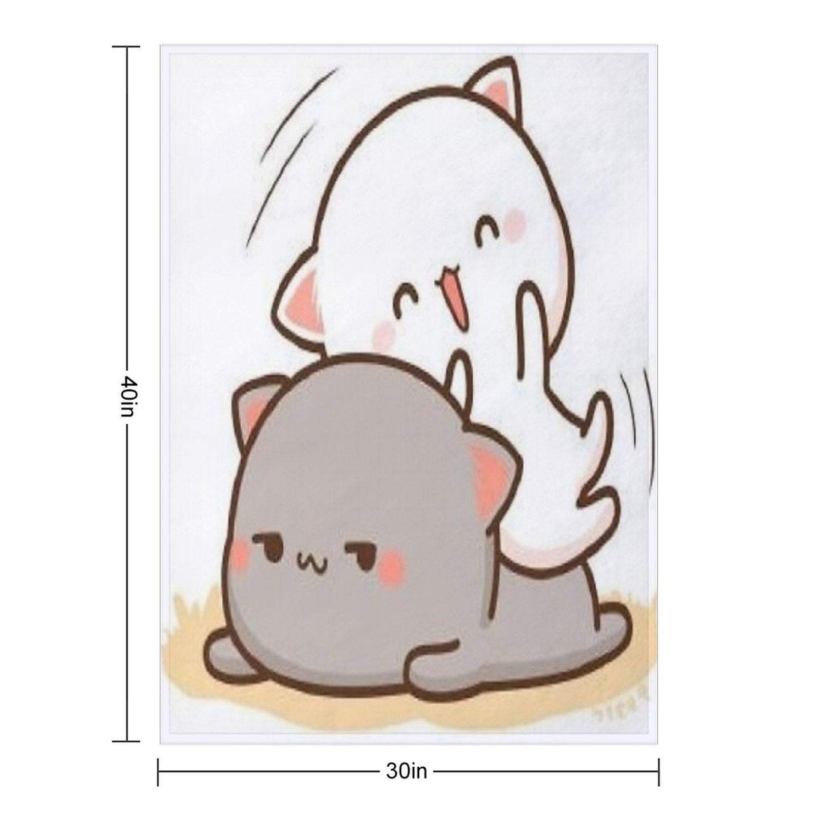 Peach Sitting on Goma - Mochi Peach Cat Machine-washable Throw Blanket