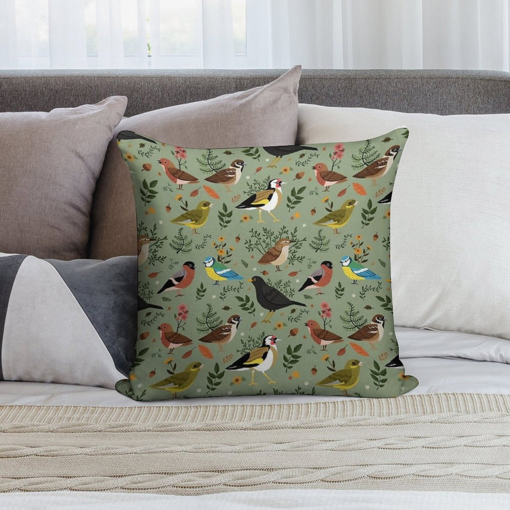 Garden Birds Soft Anti-Pilling Throw Pillow