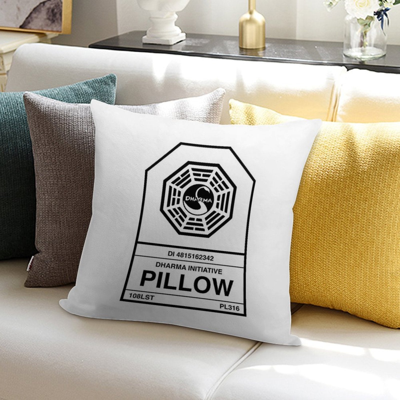 Dharma Initiative Pillow Soft Hidden Zipper Throw Pillow