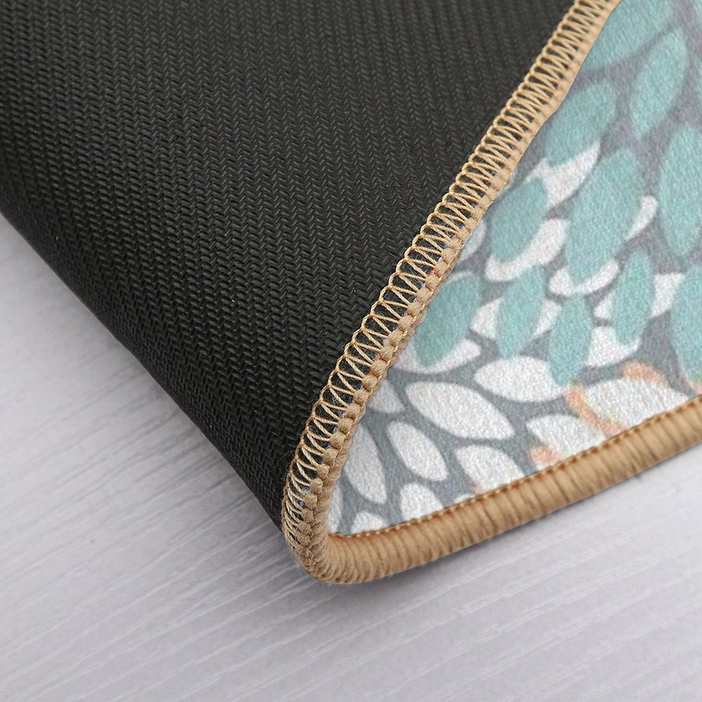 Floral Bloom, Navy, Peach, Aqua, Gray  Rapid-Drying Bath Mat