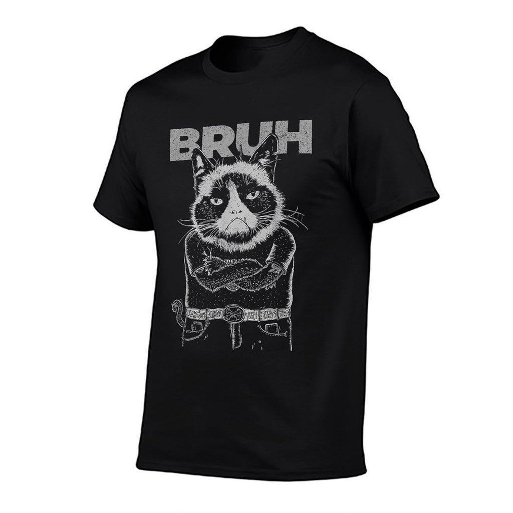 Cool Punk Rock Cat Bruh Meme Funny Sayings For Adults  Quick-drying T-Shirt