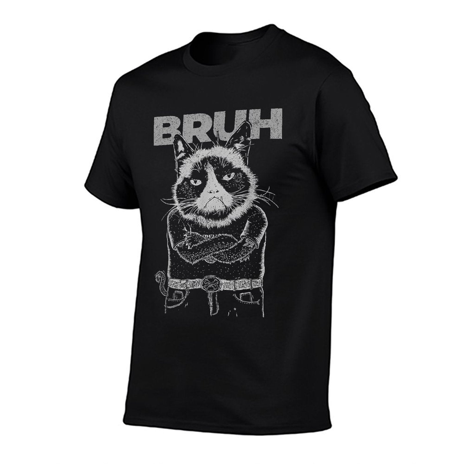 Cool Punk Rock Cat Bruh Meme Funny Sayings For Adults  Quick-drying T-Shirt