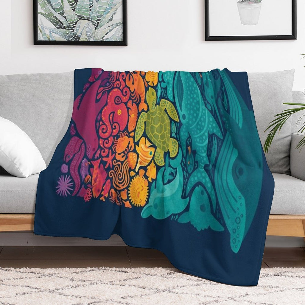 Aquatic Spectrum Quick-dry Throw Blanket