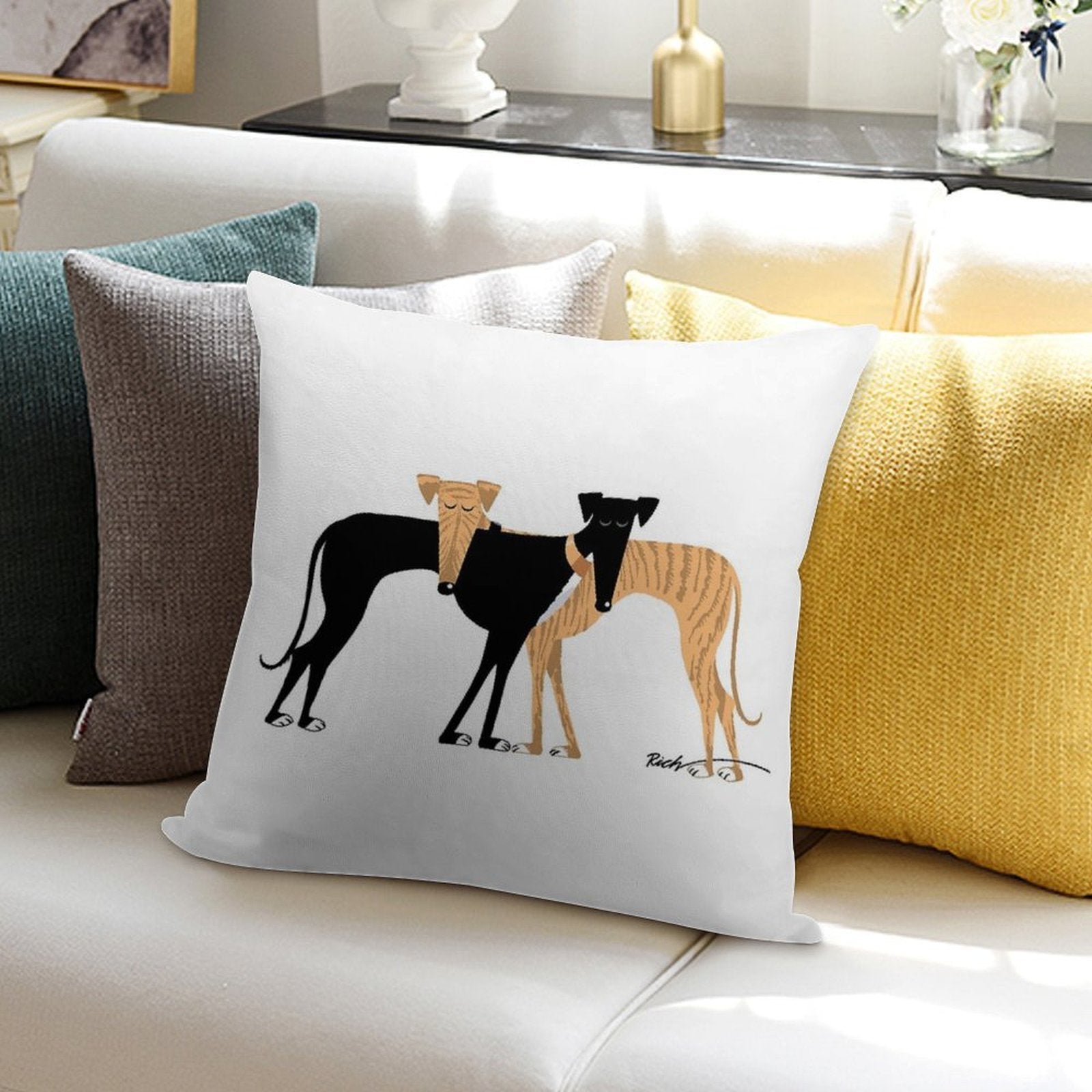 Head Rest Brindle Hound Soft Style Accent Throw Pillow