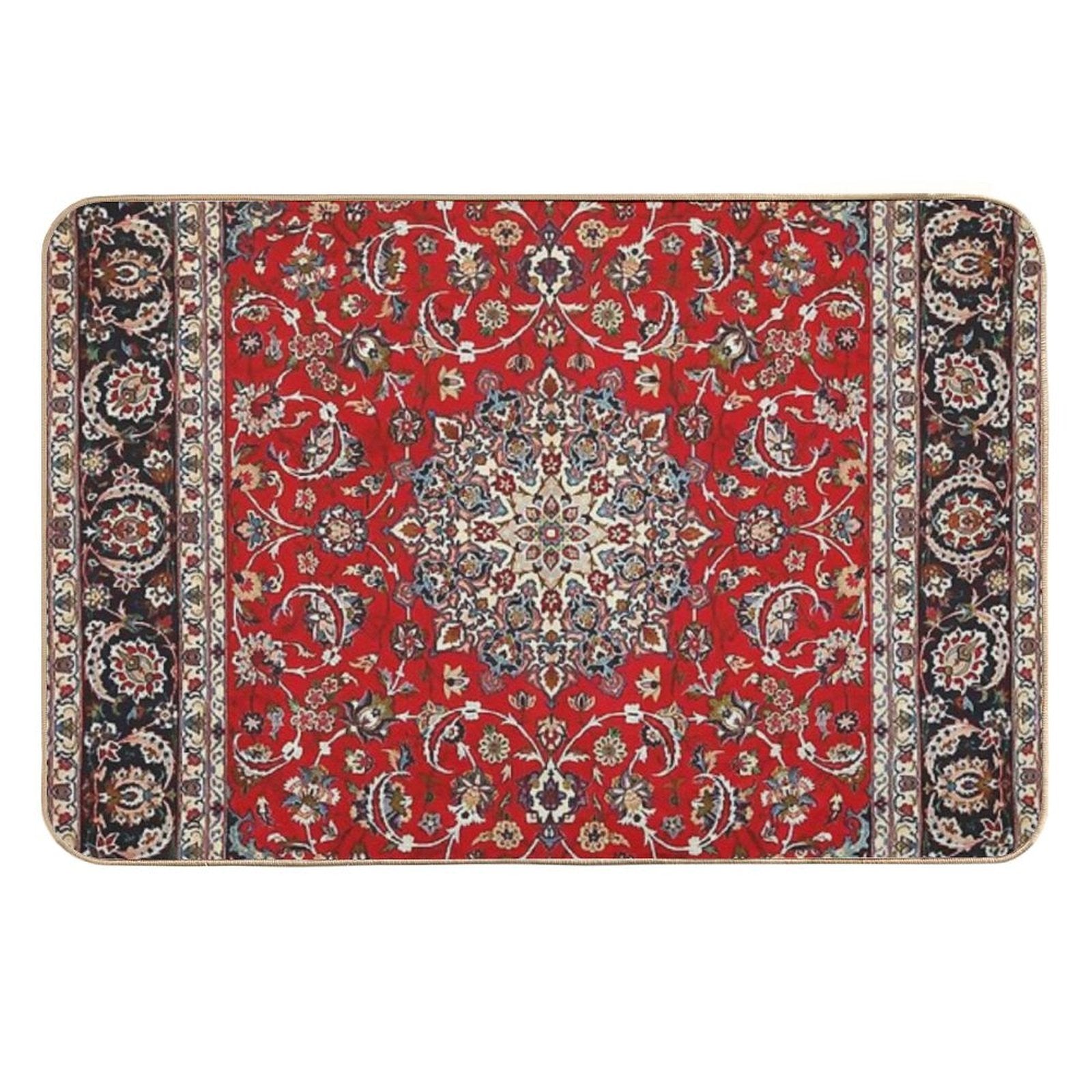 Fine Silk & Wool Isfahan Persian Rug Print  Toxin-Free Bath Mat