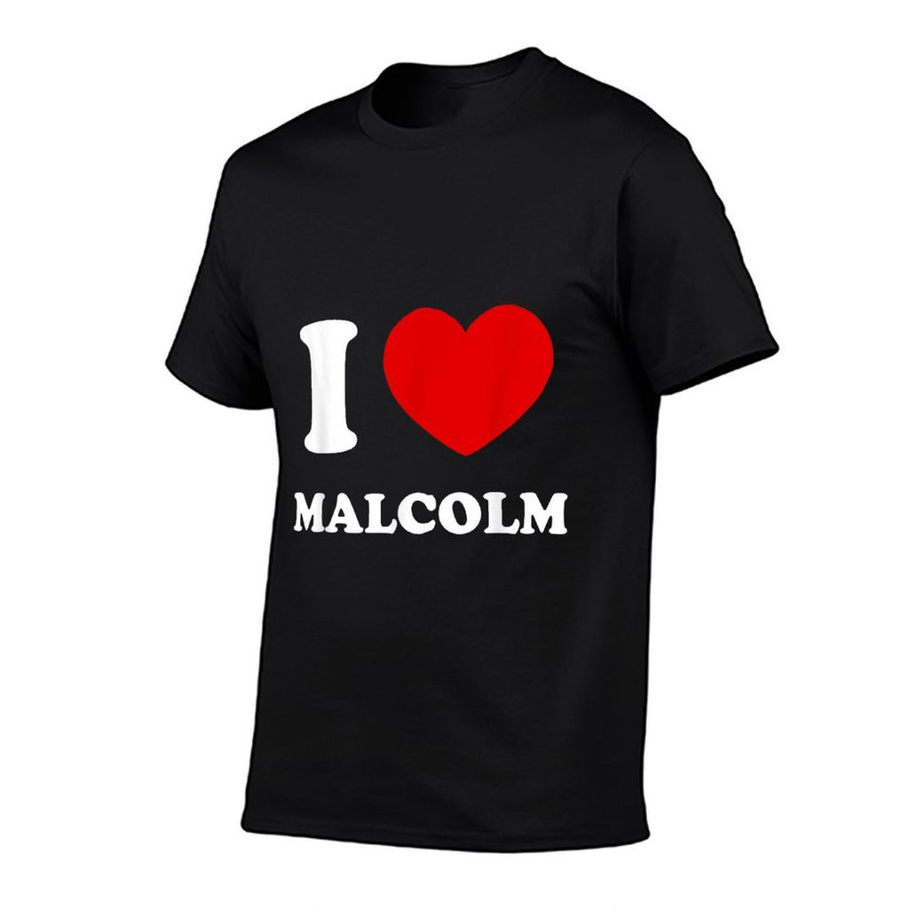 I Love Malcolm by Foxio Unisex-Adults Black Small Classic Fit Modern Letter Print  Slim-fit Cut T-Shirt