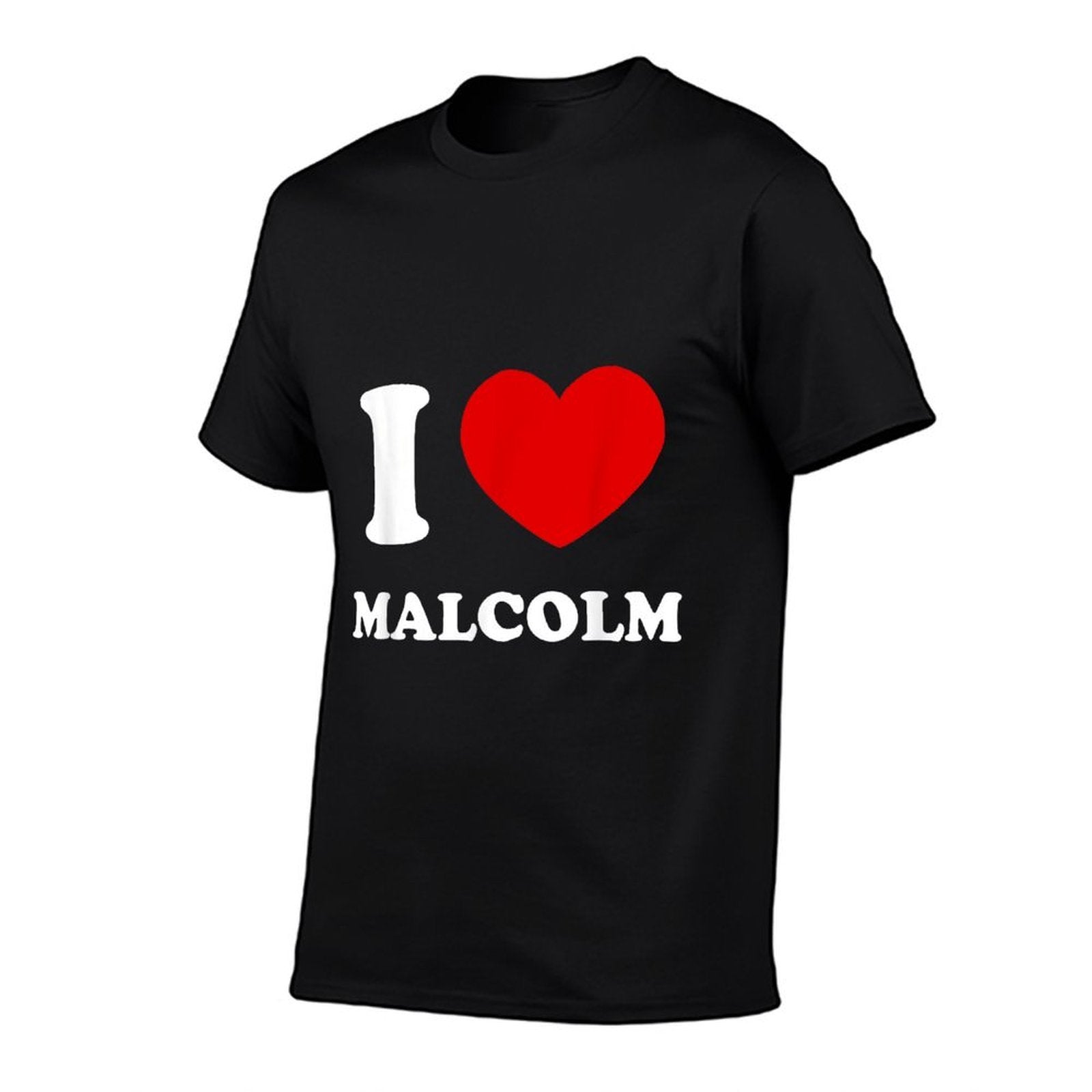 I Love Malcolm by Foxio Unisex-Adults Black Small Classic Fit Modern Letter Print  Slim-fit Cut T-Shirt