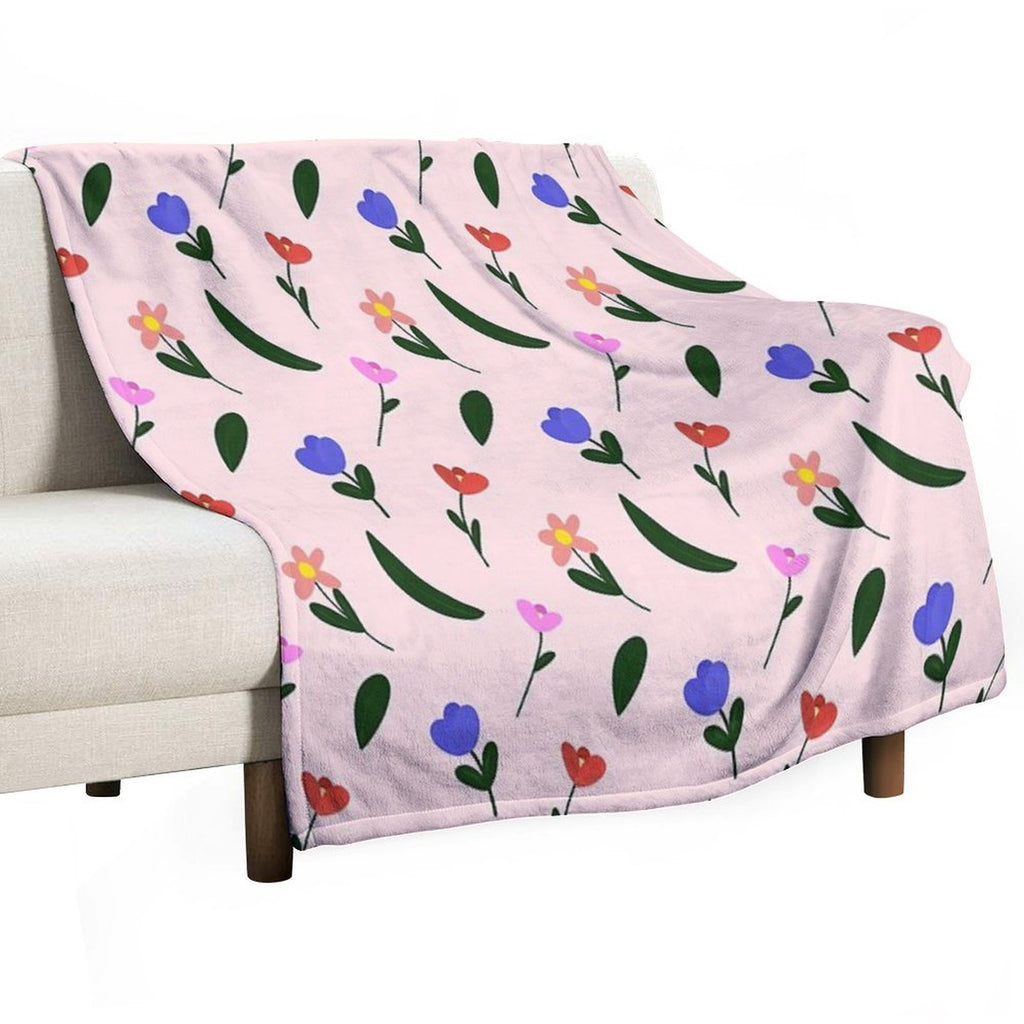 Pastel Flower Plush Throw Blanket