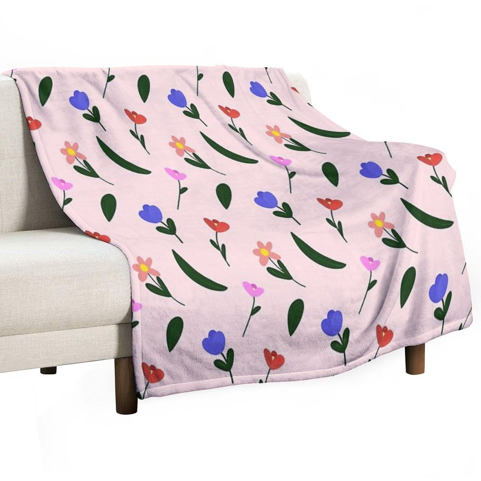Pastel Flower Plush Throw Blanket