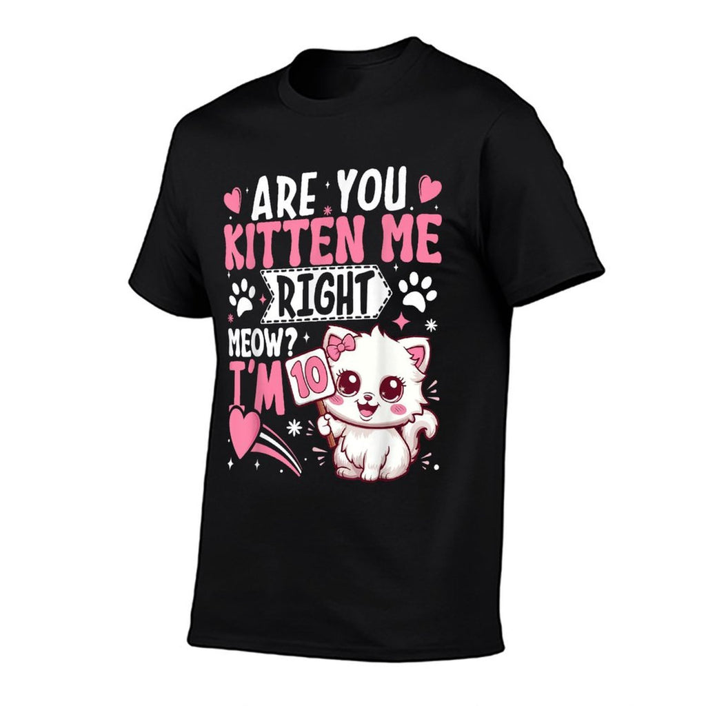 10th Birthday Girl 10 Year Old Kitten Cat Happy Bday  Tagless Design T-Shirt
