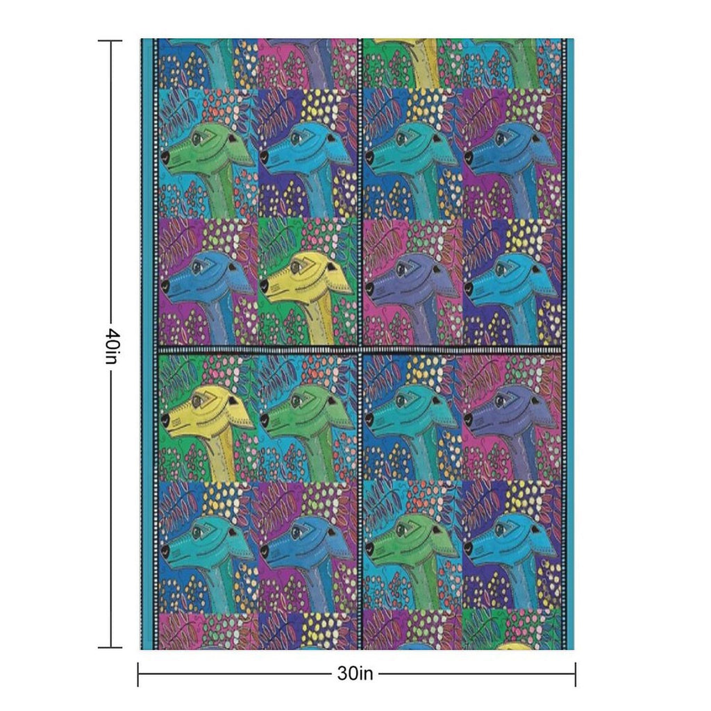 FUNKY WHIPPET PATCHWORK Multi-functional Throw Blanket