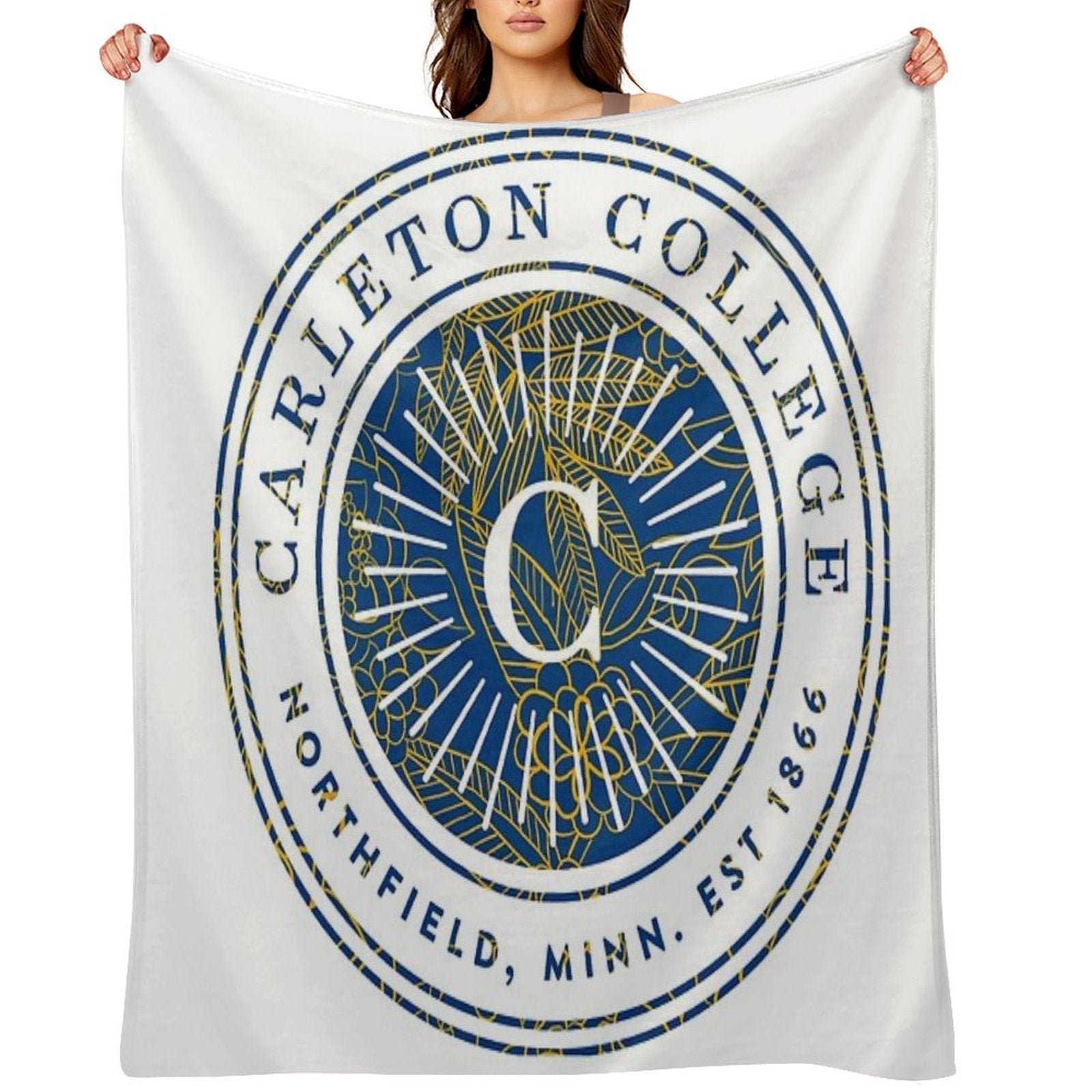 Carleton College Blooms Travel-friendly Throw Blanket