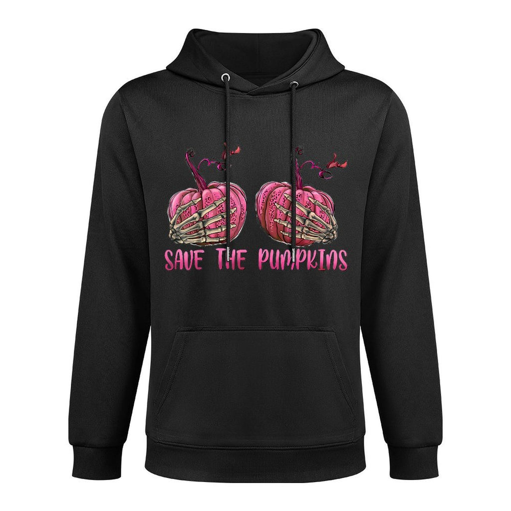 Skeleton Hand Boobs Save The Pumpkin Breast Cancer Halloween Colorfast Hoodie