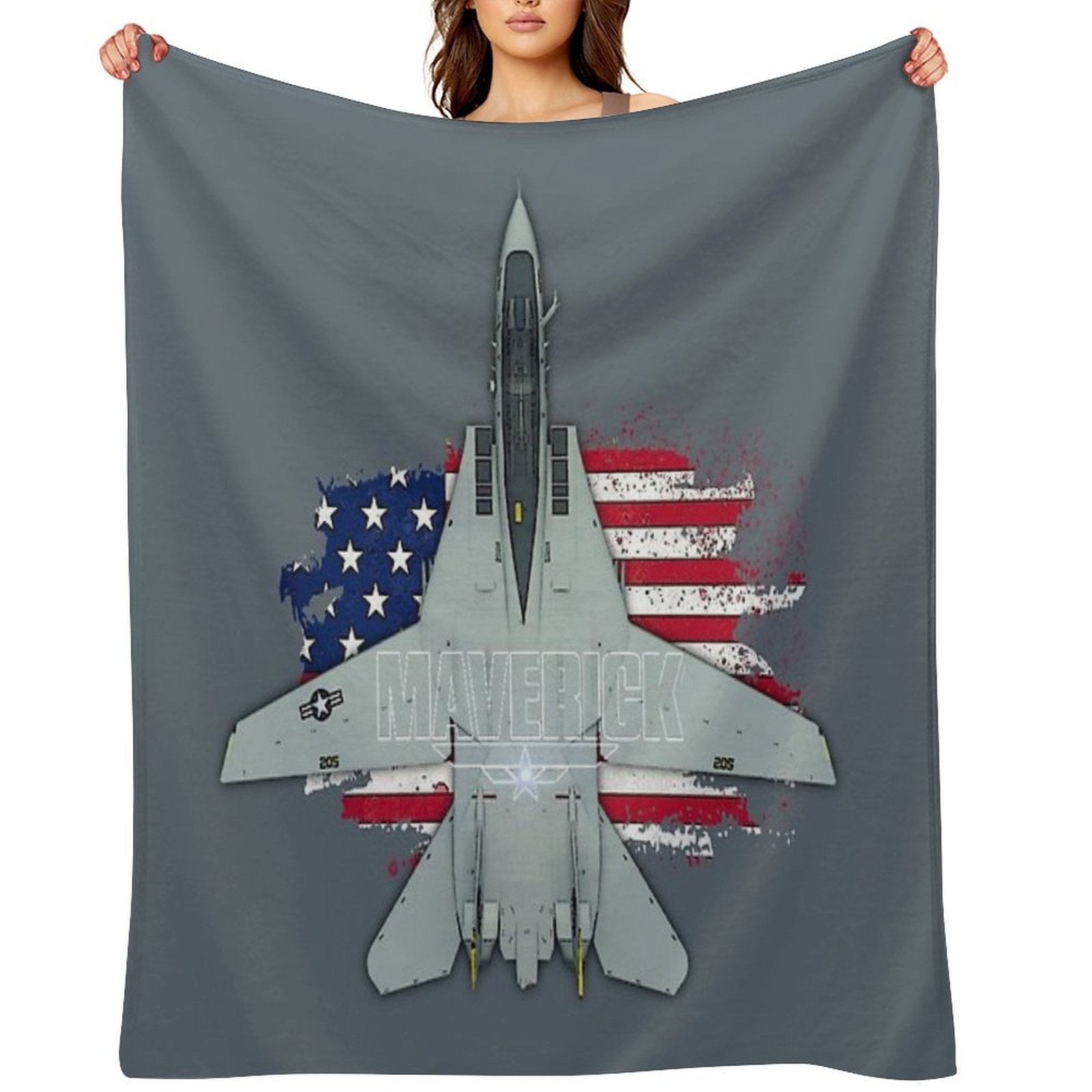 Maverik - Vintage Top Gun F14 Tomcat Premium Throw Blanket
