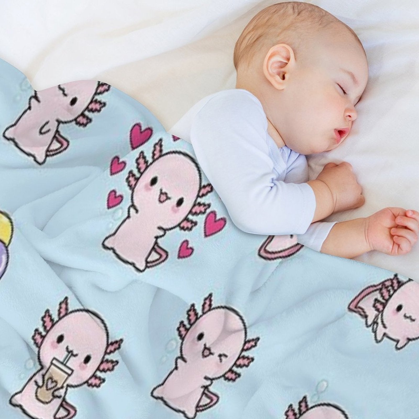Copia De Cute Axolotl, Set Gift-ready Throw Blanket