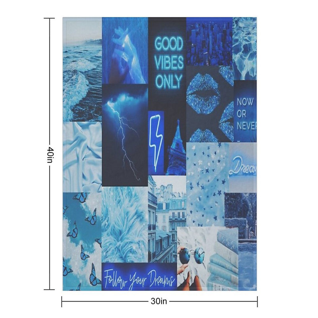 Aesthetic Blue Vibes Tapestry Durable Throw Blanket