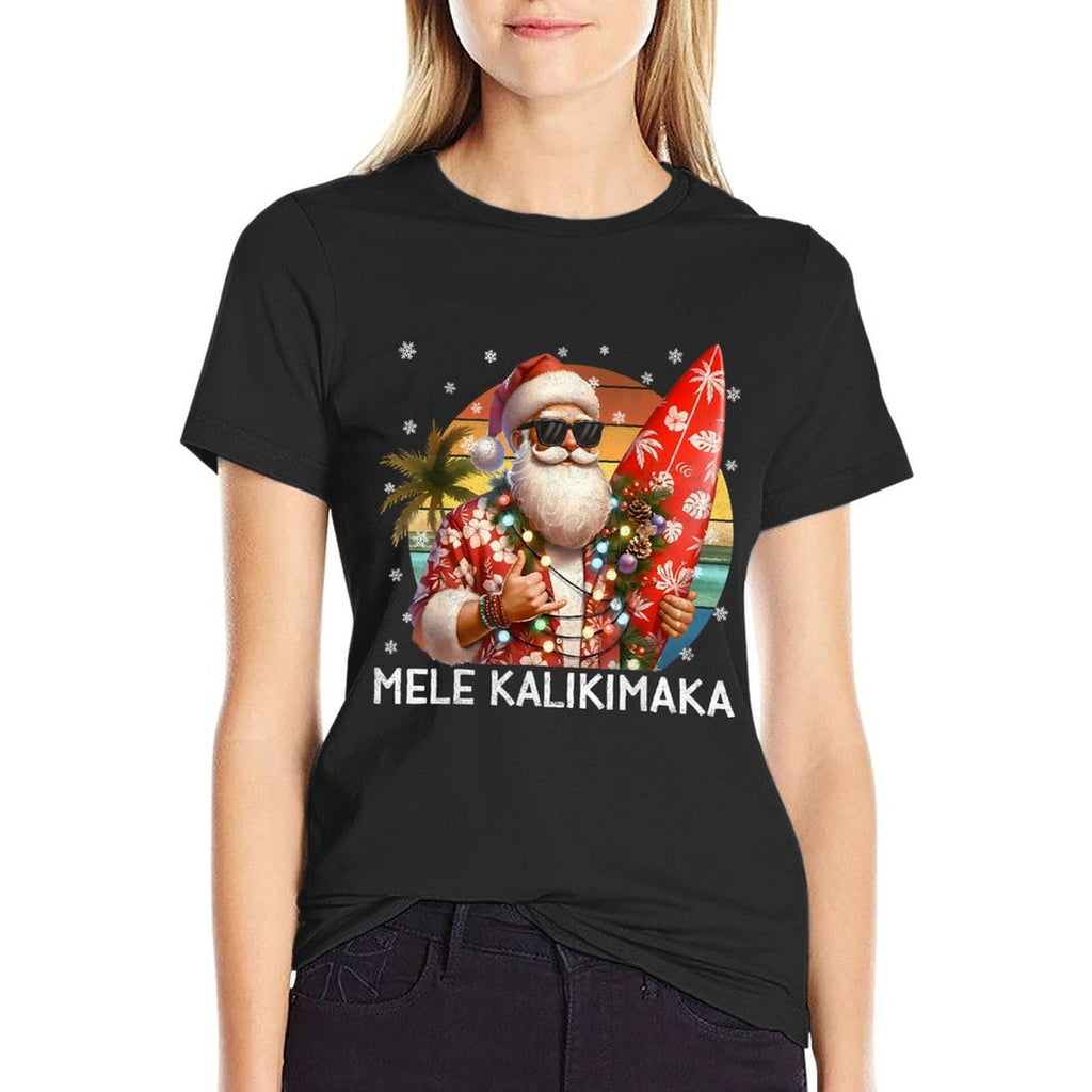 Mele Kalikimaka Retro Santa Rock On Pjs Christmas Xmas Men  Polyester Blend T-Shirt